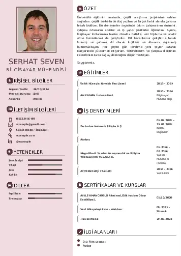 Bilgisayar Mühendisi CV Örnekleri cv indir